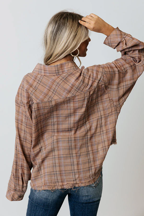 Across The Coast Plaid Top In Latte - Image 5