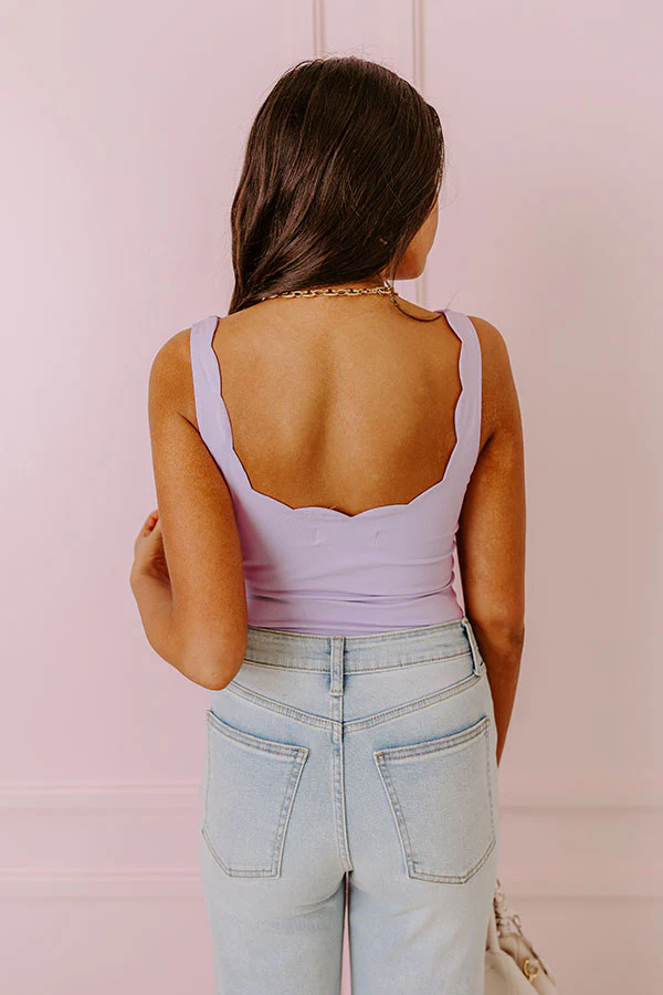 All In Stride Scalloped Bodysuit In Lavender - Image 3