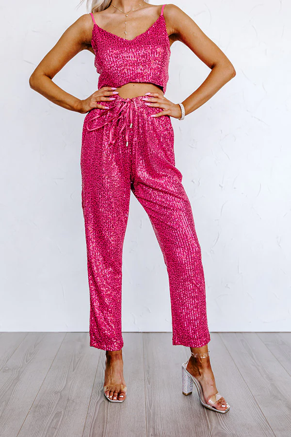 Alluring Avenue Sequin Pants in Fuchsia - Image 2