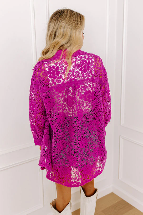 Along The Drive Lace Button Up In Orchid - Image 5
