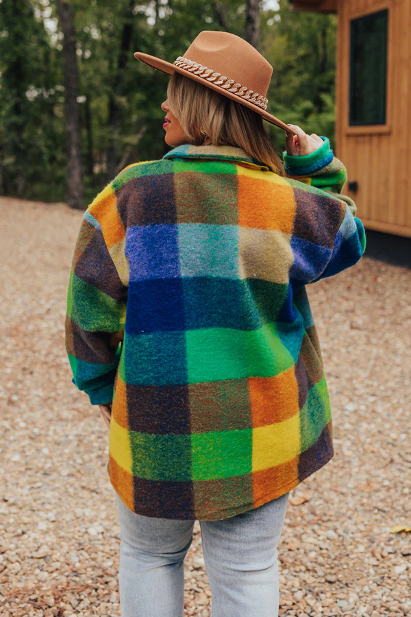 Apple Cider Delight Plaid Jacket In Blue Curves - Image 9