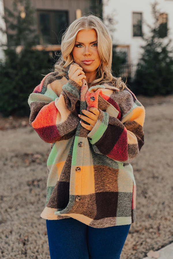 Apple Cider Delight Plaid Jacket In Orange Curves - Image 3