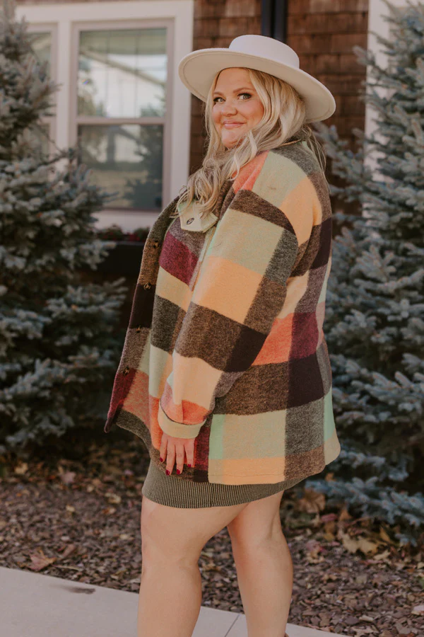Apple Cider Delight Plaid Jacket In Orange Curves - Image 6