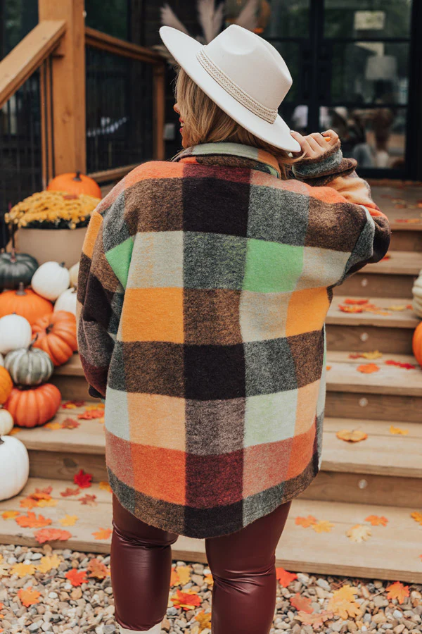 Apple Cider Delight Plaid Jacket In Orange Curves - Image 7