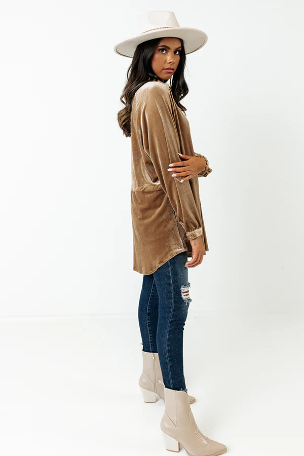 Apple Cider Sips Velvet Top In Iced Mocha - Image 3