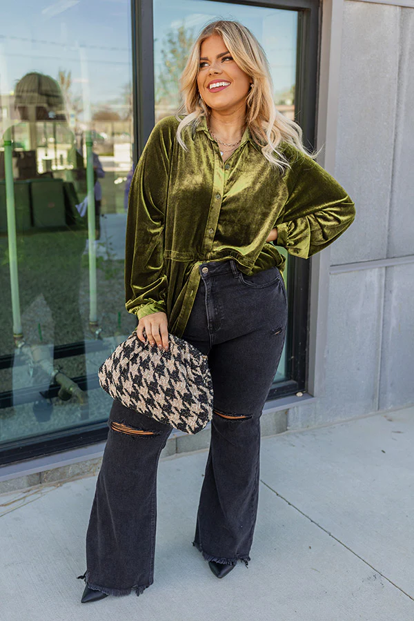 Apple Cider Sips Velvet Top In Olive Curves - Image 6