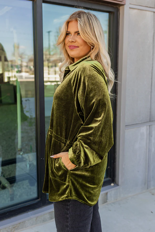 Apple Cider Sips Velvet Top In Olive Curves - Image 7
