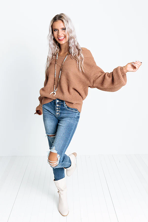 Aspen All Over Knit Sweater In Brown - Image 5