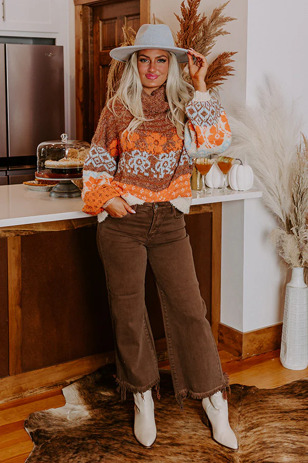 Autumn Brunch Knit Sweater in Cinnamon - Image 3
