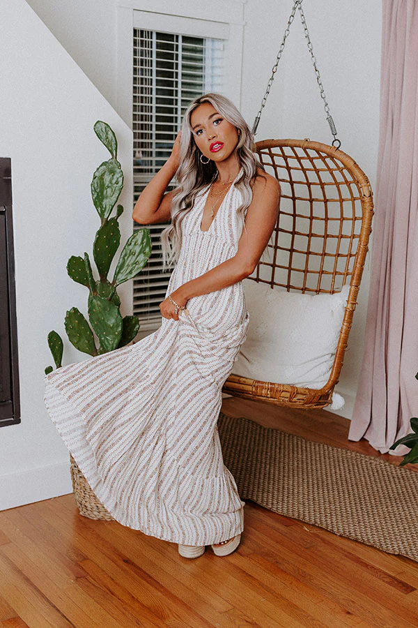 Bahama Nights Halter Maxi In Iced Latte - Image 7
