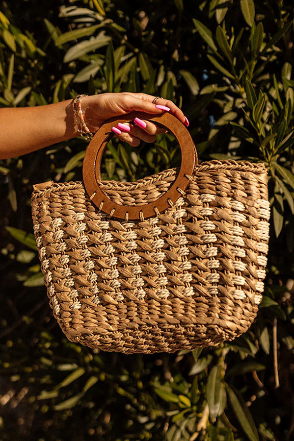 Barbados Bound Raffia Bag In Tan - Image 4