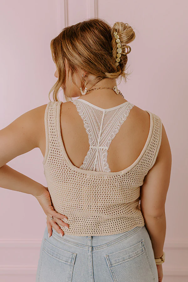 Beach Daydream Knit Crop Top In Natural - Image 2