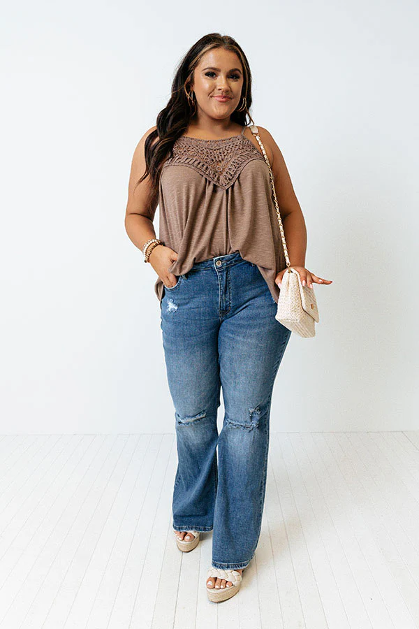 Beachy Bonding Shift Tank In Mocha Curves
