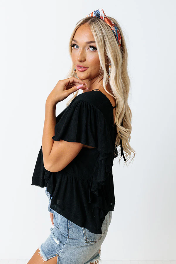 Believe The Dream Peplum Top In Black - Image 6