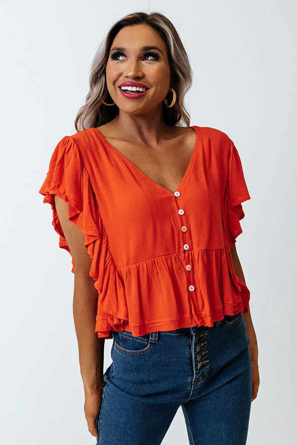 Believe The Dream Peplum Top In Scarlet - Image 6