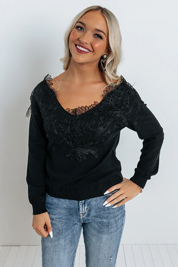 Belong To You Off Shoulder Sweater Top in Black - Image 7