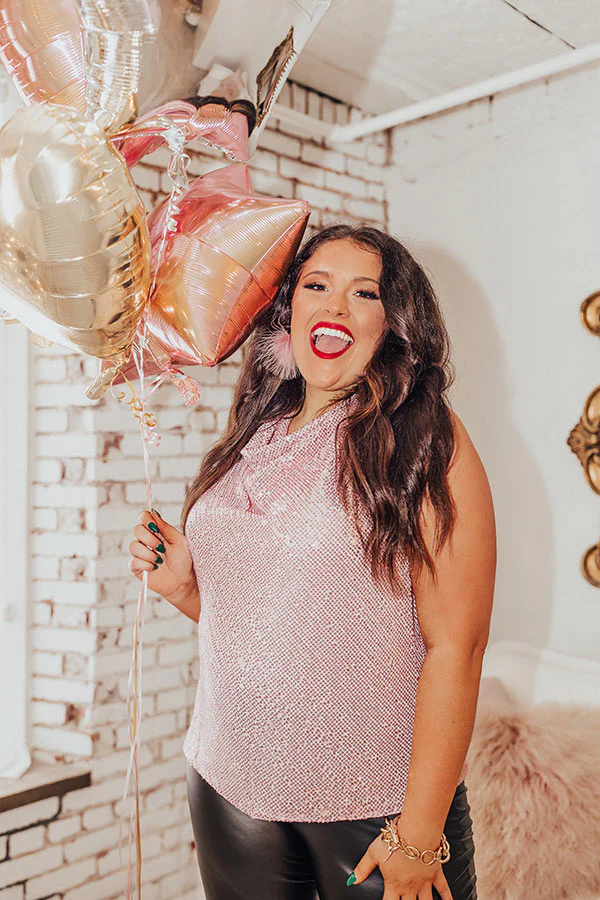 Beyond Romance Sequin Top In Pink Curves - Image 10