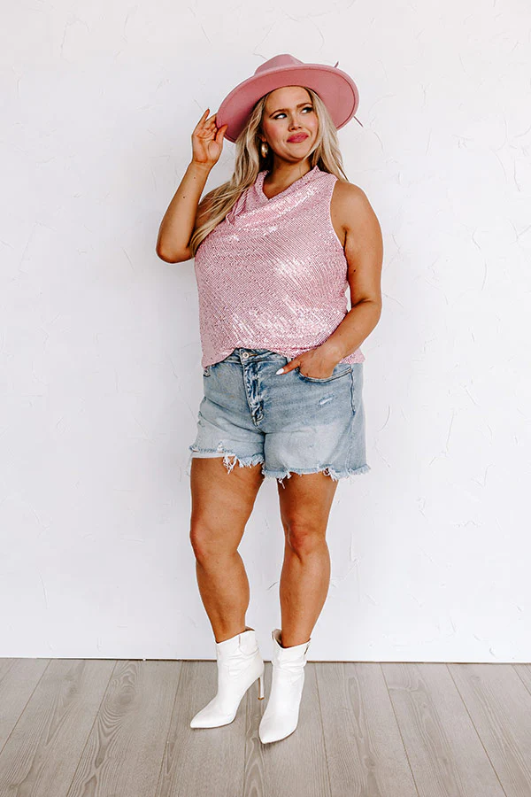 Beyond Romance Sequin Top In Pink Curves - Image 4