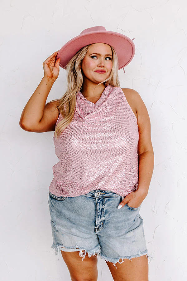 Beyond Romance Sequin Top In Pink Curves - Image 5