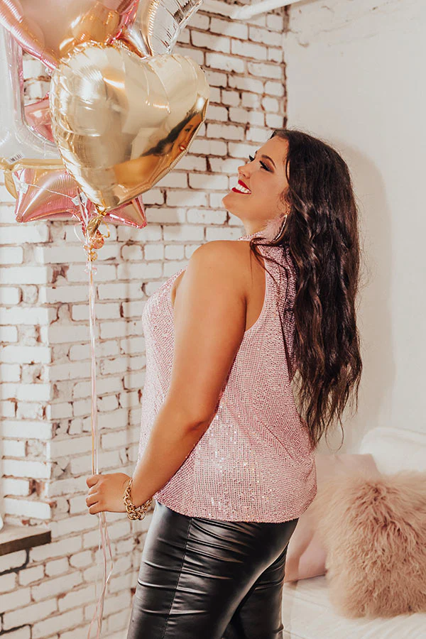 Beyond Romance Sequin Top In Pink Curves - Image 8
