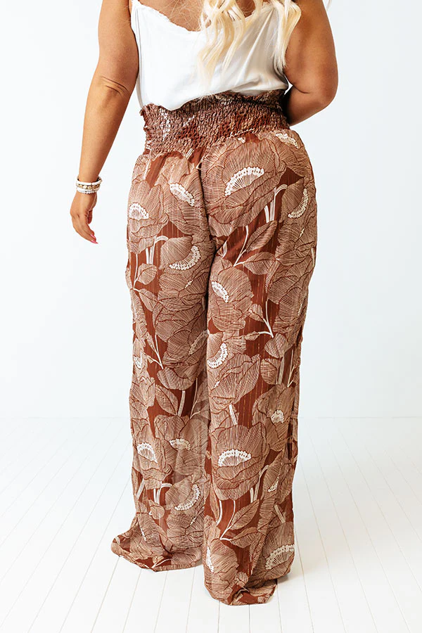 Boat Weekend High Waist Floral Pants in Brown Curves - Image 4