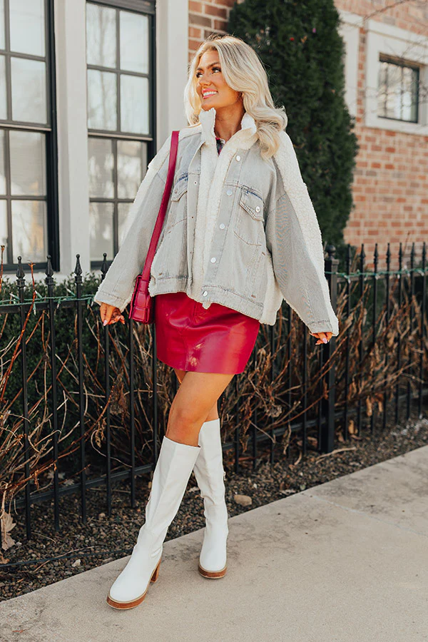 Bonfire Feels Sherpa Denim Jacket in Ivory - Image 2