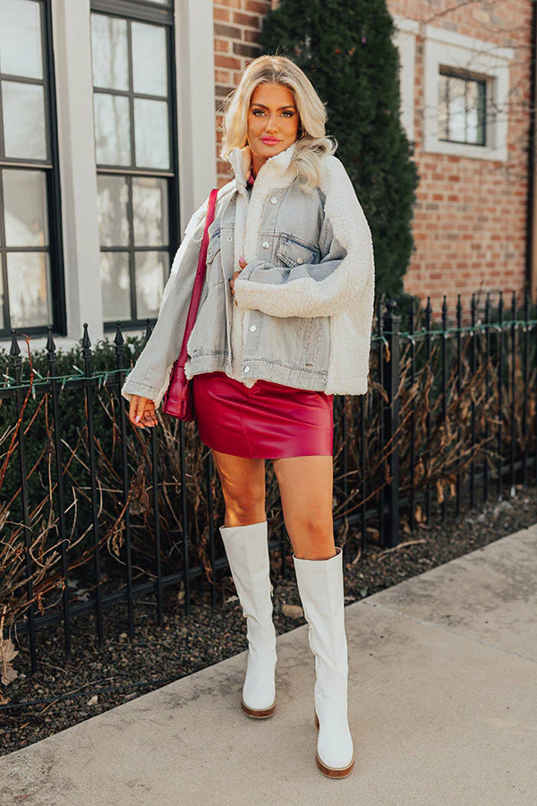 Bonfire Feels Sherpa Denim Jacket in Ivory - Image 6