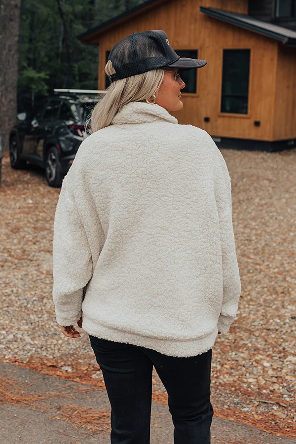 Bonfire Feels Sherpa Denim Jacket in Ivory - Image 9