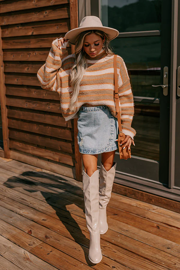 Bonfire Feels Stripe Knit Sweater in Mocha - Image 5
