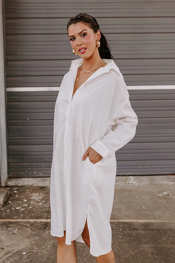 Born To Be Stylish Button Up Dress In White - Image 2