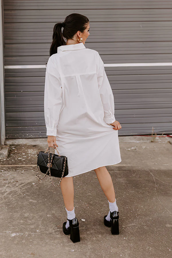 Born To Be Stylish Button Up Dress In White - Image 4