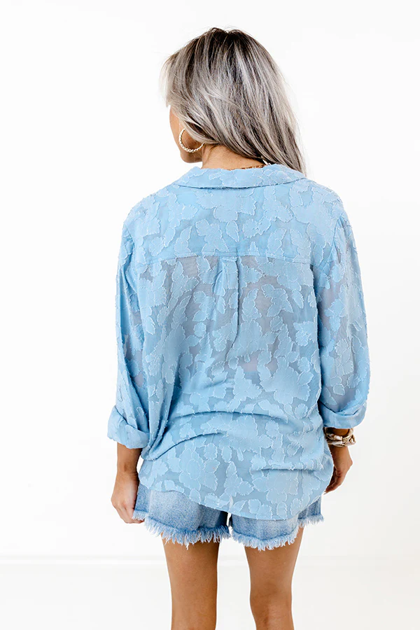 Brag On You Button Up In Sky Blue - Image 3