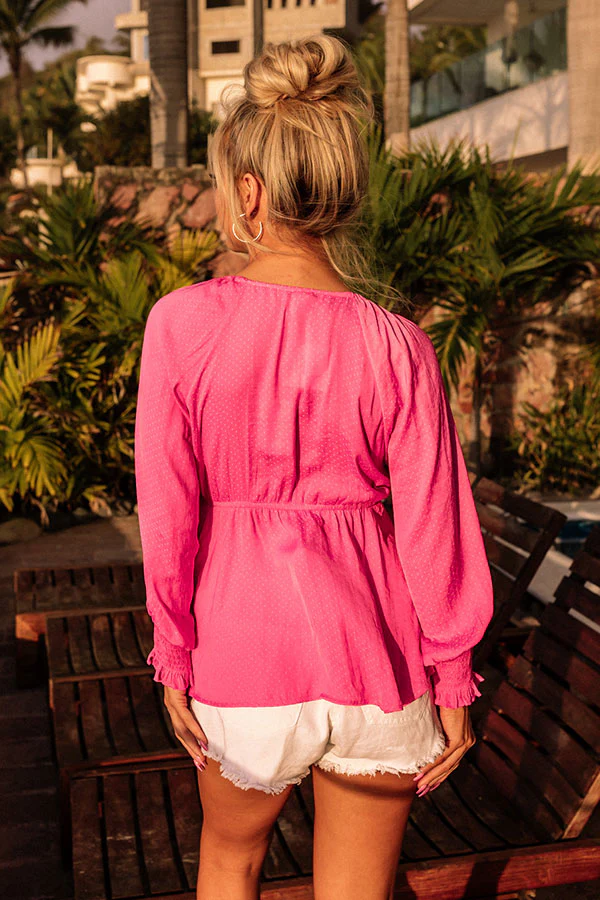 Brighter Than Sunshine Front Tie Top In Hot Pink - Image 8