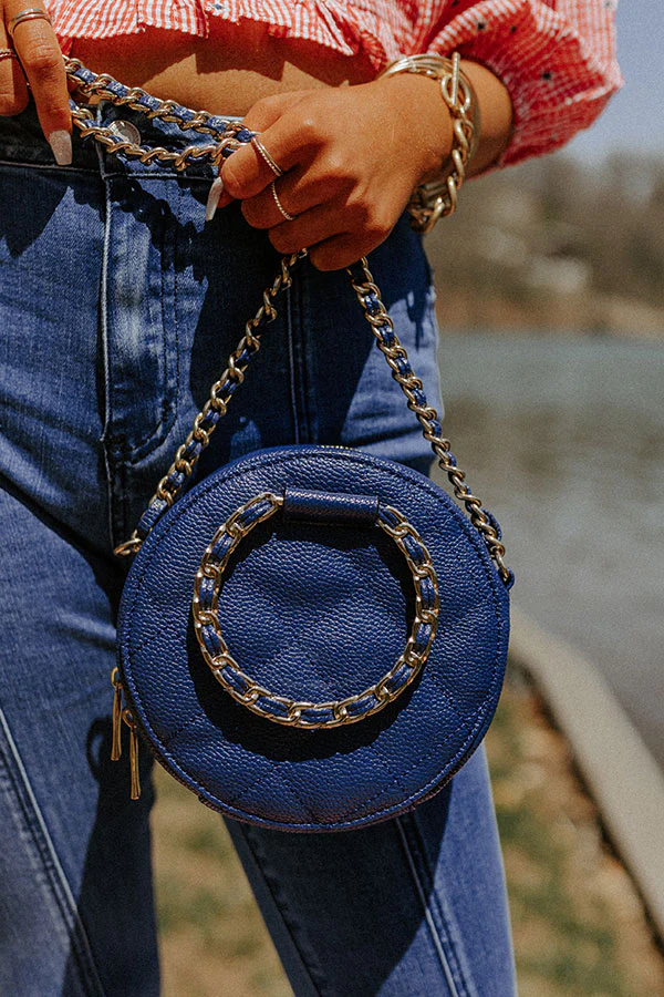 Bring The Prosecco Faux Leather Purse In Navy - Image 2