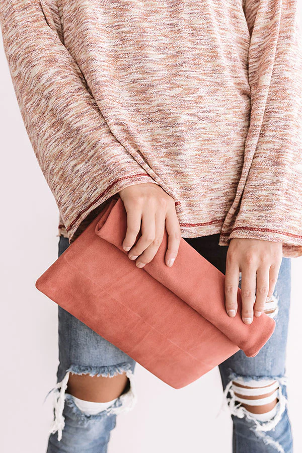 Brooklyn Happy Hour Faux Suede Clutch In Pink - Image 2
