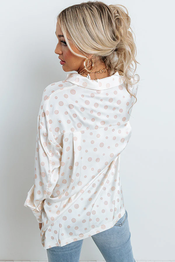 Busy In The City Polka Dot Top in Cream - Image 6