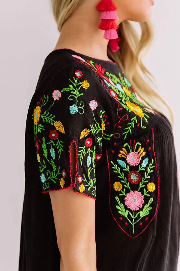 Cabana Bound Embroidered Top in Black - Image 6