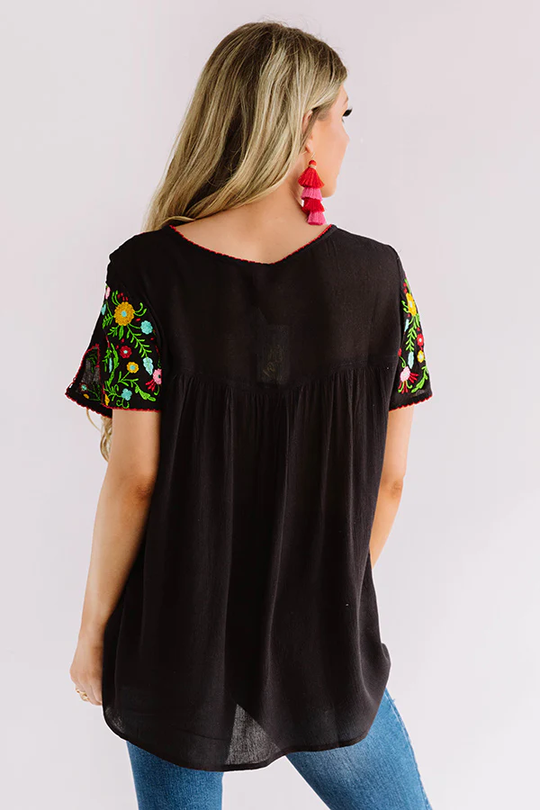 Cabana Bound Embroidered Top in Black - Image 7