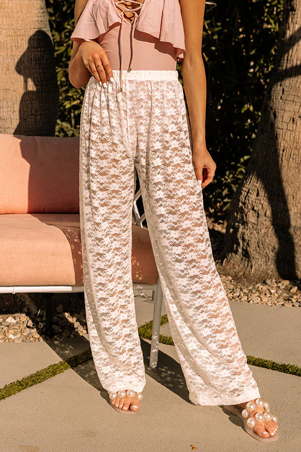 Cabana Hour Lace Cover Up Pants in White - Image 8