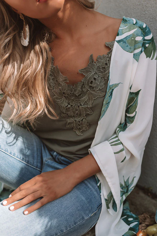 Cali Vibes Crochet Tank In Sage - Image 5