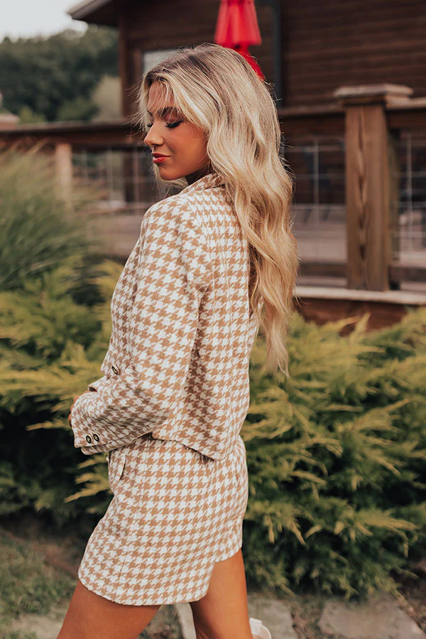 Call Me Chic Houndstooth Blazer In Camel - Image 5