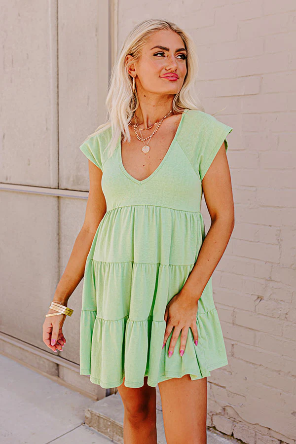 Calm Retreat Babydoll Dress In Lime - Image 6