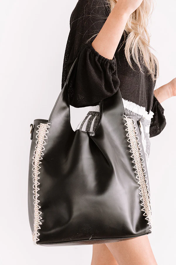 Cambridge Kisses Faux Leather Tote In Black - Image 3