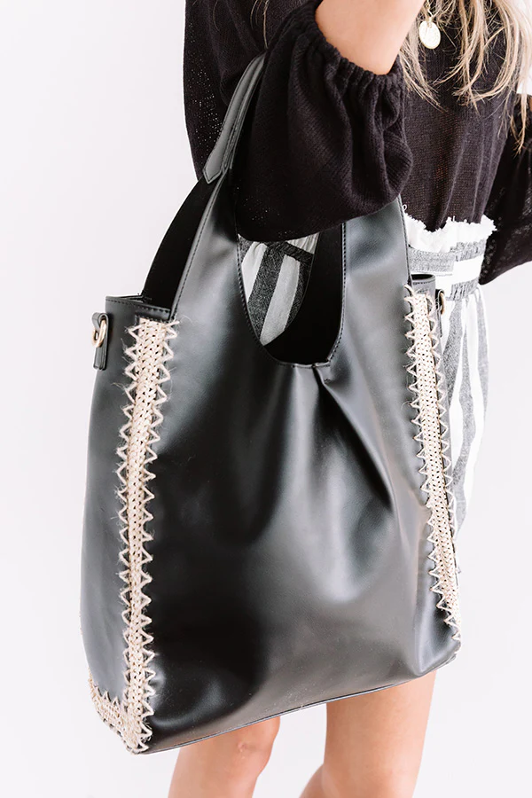 Cambridge Kisses Faux Leather Tote In Black - Image 5