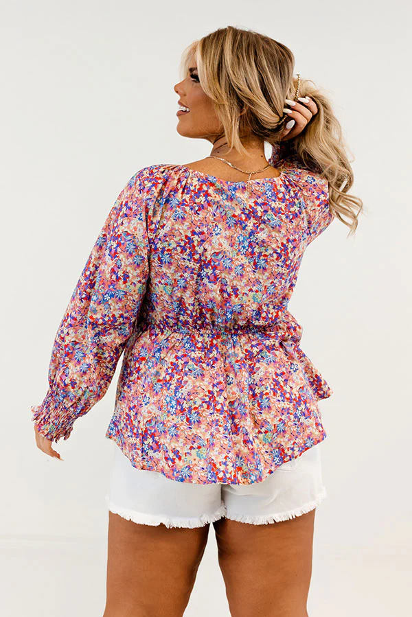 Cancun Crushing Front Tie Top In Pink Curves - Image 4