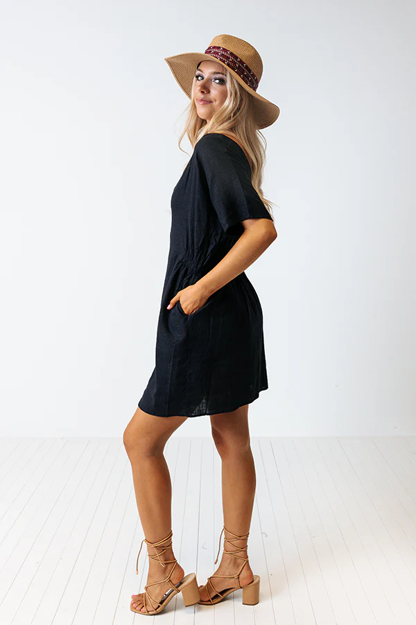 Capri Kisses Button Up Dress In Navy - Image 7