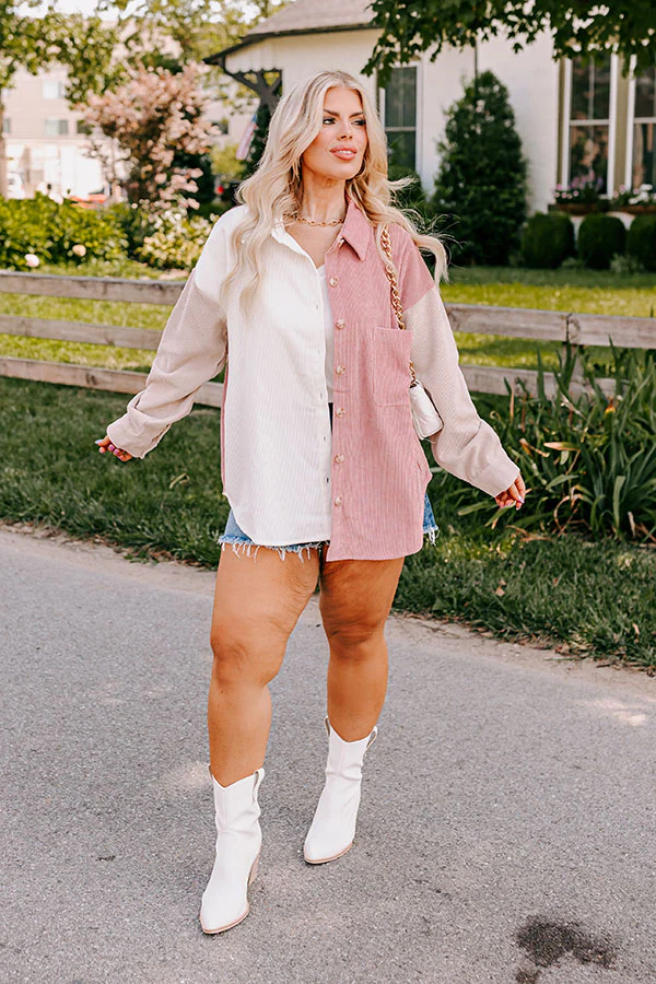 Caught Crushing Corduroy Jacket In Blush Curves - Image 5