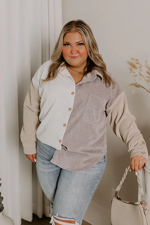 Caught Crushing Corduroy Jacket In Grey Curves - Image 3