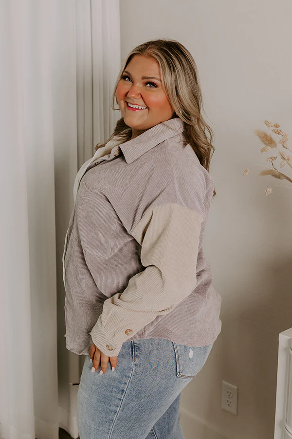 Caught Crushing Corduroy Jacket In Grey Curves - Image 5