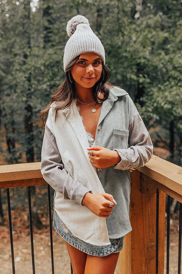 Caught Crushing Corduroy Jacket In Pear - Image 5